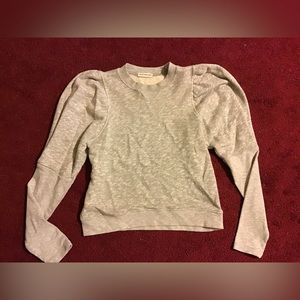 ULLA JOHNSON SZ S GREY PUFF SLEEVE SWEATSHIRT TOP COTTON EUC WOMENS